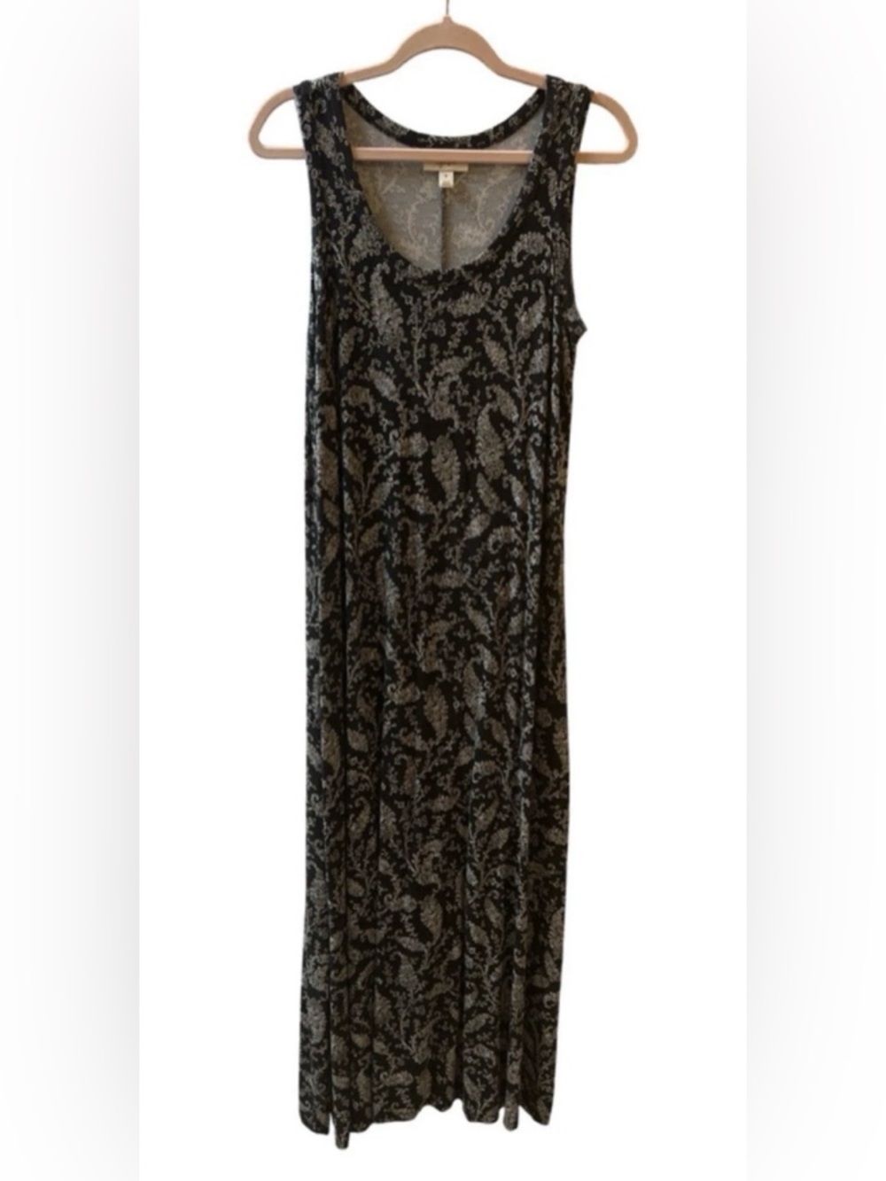 Style & Co Sleeveless Black and Cream Printed Maxi Dress - Elegant Flow